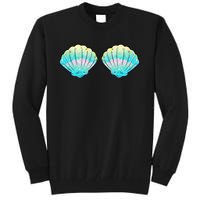 funny Mermaid Sea Shell Bra Birthday Tall Sweatshirt