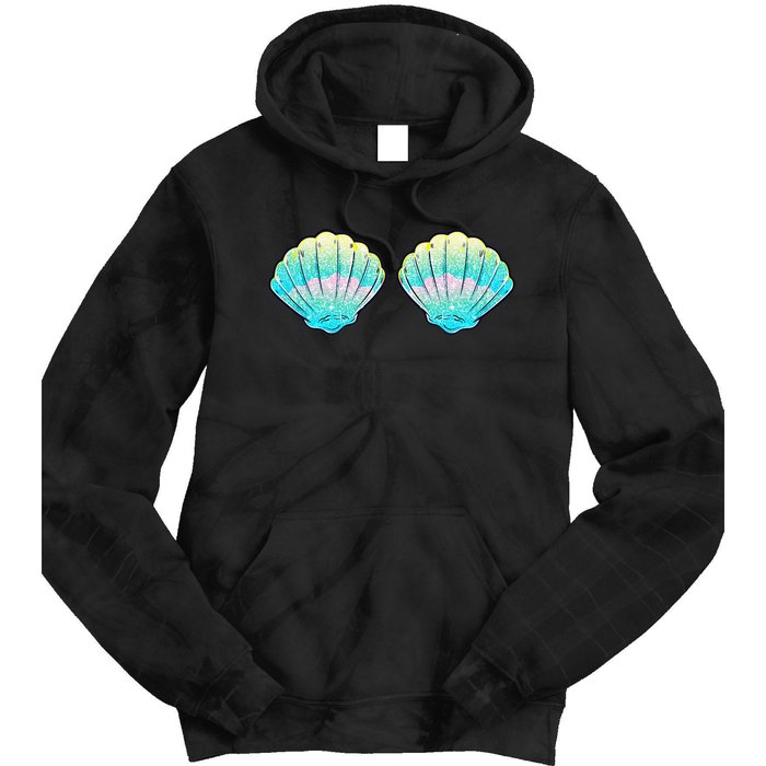 funny Mermaid Sea Shell Bra Birthday Tie Dye Hoodie