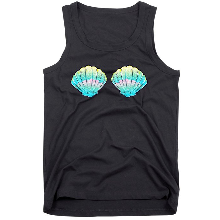 funny Mermaid Sea Shell Bra Birthday Tank Top