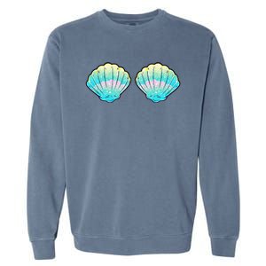 funny Mermaid Sea Shell Bra Birthday Garment-Dyed Sweatshirt