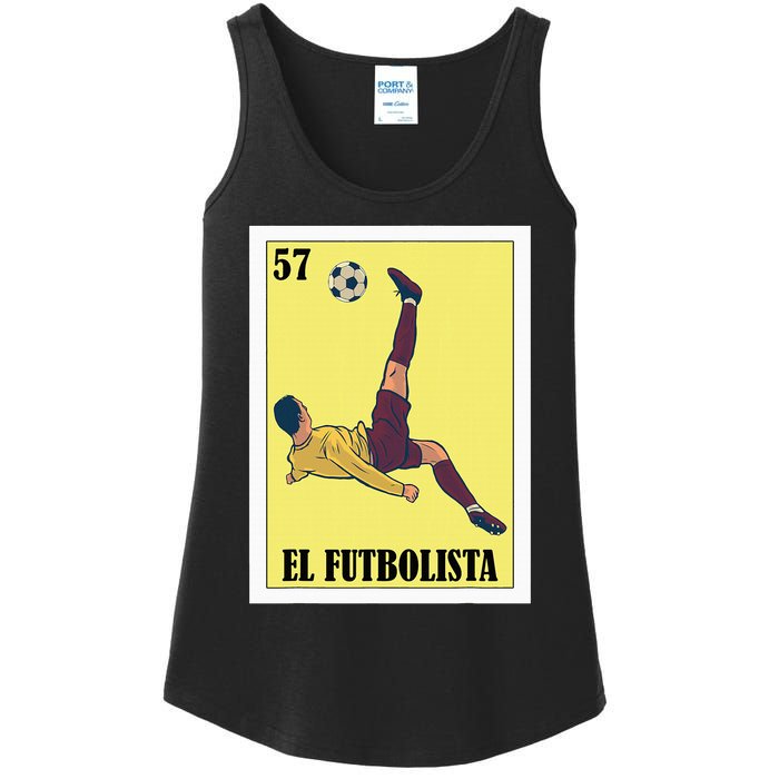 Funny Mexican Soccer Design El Futbolista Ladies Essential Tank