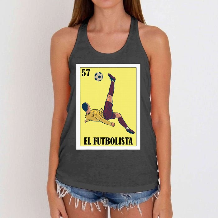 Funny Mexican Soccer Design El Futbolista Women's Knotted Racerback Tank