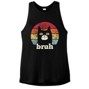 Funny Meme Saying Bruh With Cat Greetings Ns Ladies PosiCharge Tri-Blend Wicking Tank