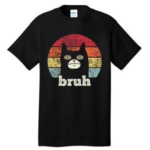 Funny Meme Saying Bruh With Cat Greetings Ns Tall T-Shirt