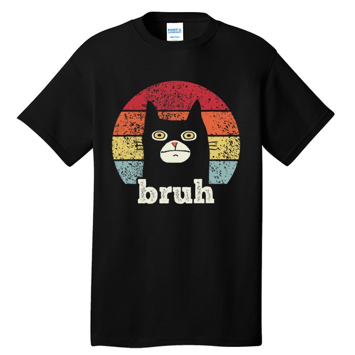 Funny Meme Saying Bruh With Cat Greetings Ns Tall T-Shirt