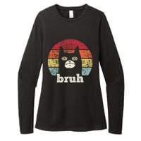 Funny Meme Saying Bruh With Cat Greetings Ns Womens CVC Long Sleeve Shirt