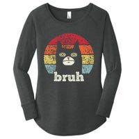 Funny Meme Saying Bruh With Cat Greetings Ns Women's Perfect Tri Tunic Long Sleeve Shirt