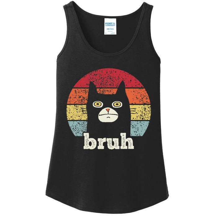 Funny Meme Saying Bruh With Cat Greetings Ns Ladies Essential Tank