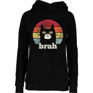 Funny Meme Saying Bruh With Cat Greetings Ns Womens Funnel Neck Pullover Hood