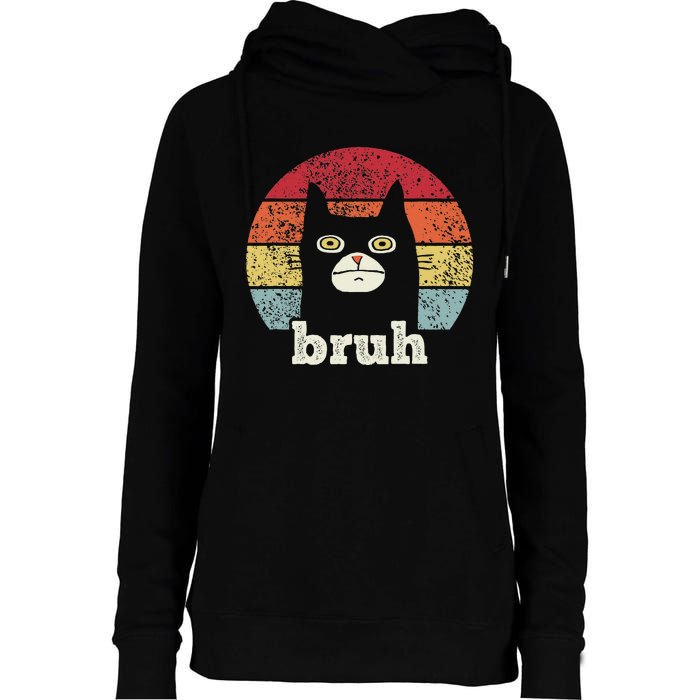 Funny Meme Saying Bruh With Cat Greetings Ns Womens Funnel Neck Pullover Hood