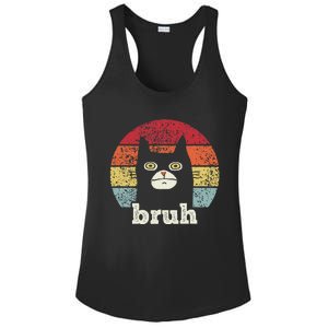 Funny Meme Saying Bruh With Cat Greetings Ns Ladies PosiCharge Competitor Racerback Tank