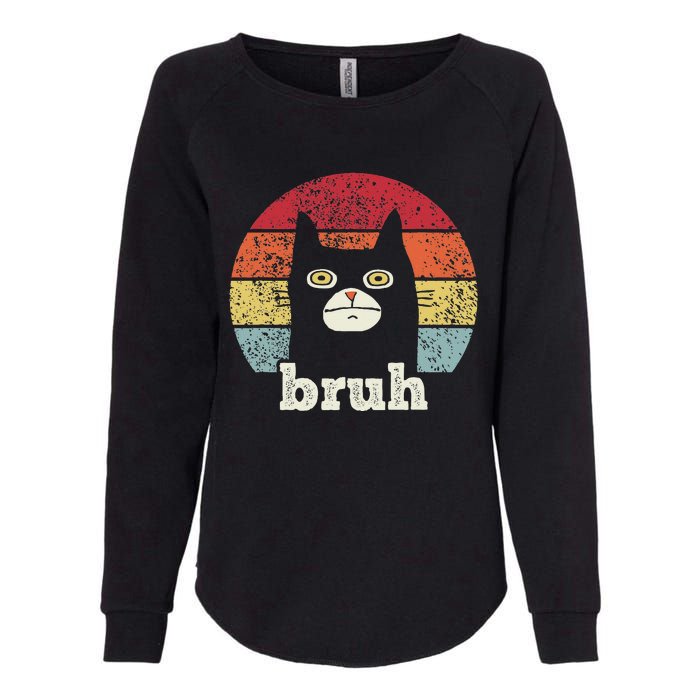 Funny Meme Saying Bruh With Cat Greetings Ns Womens California Wash Sweatshirt