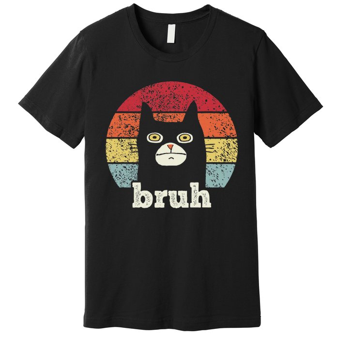 Funny Meme Saying Bruh With Cat Greetings Ns Premium T-Shirt