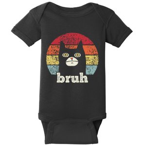 Funny Meme Saying Bruh With Cat Greetings Ns Baby Bodysuit