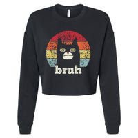 Funny Meme Saying Bruh With Cat Greetings Ns Cropped Pullover Crew