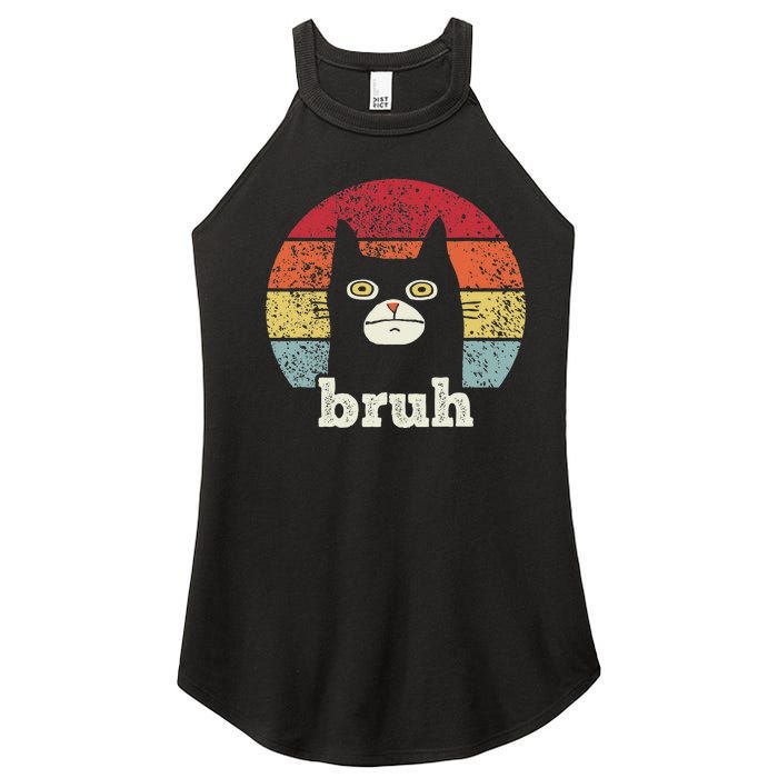 Funny Meme Saying Bruh With Cat Greetings Ns Women's Perfect Tri Rocker Tank