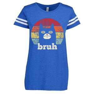 Funny Meme Saying Bruh With Cat Greetings Ns Enza Ladies Jersey Football T-Shirt