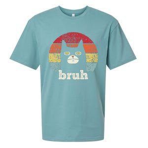 Funny Meme Saying Bruh With Cat Greetings Ns Sueded Cloud Jersey T-Shirt