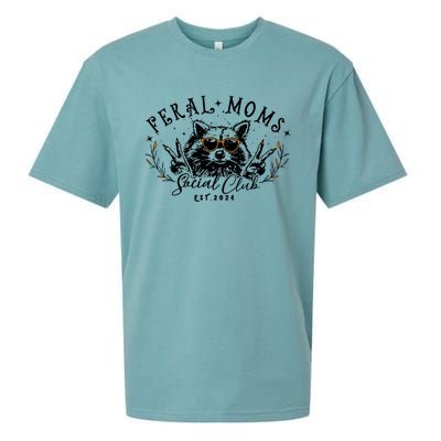 Feral Moms Social Club Women Funny Raccoon Fall Autumn Cute Sueded Cloud Jersey T-Shirt