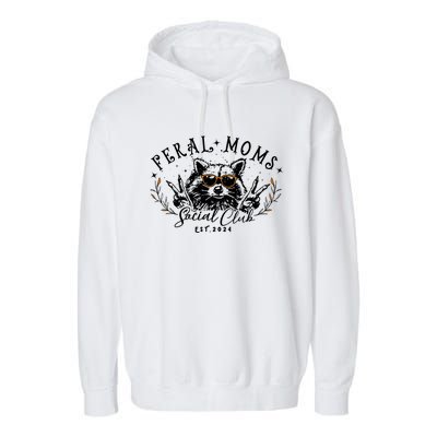 Feral Moms Social Club Women Funny Raccoon Fall Autumn Cute Garment-Dyed Fleece Hoodie