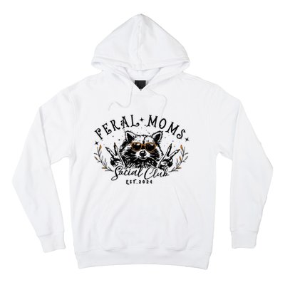 Feral Moms Social Club Women Funny Raccoon Fall Autumn Cute Hoodie