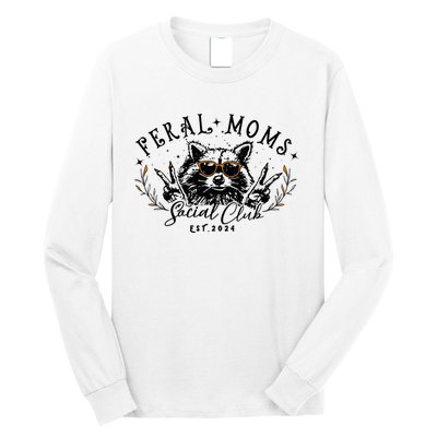 Feral Moms Social Club Women Funny Raccoon Fall Autumn Cute Long Sleeve Shirt