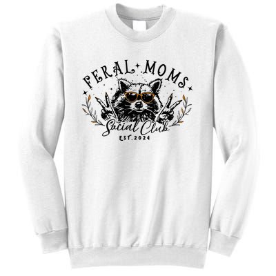 Feral Moms Social Club Women Funny Raccoon Fall Autumn Cute Sweatshirt