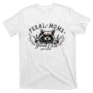 Feral Moms Social Club Women Funny Raccoon Fall Autumn Cute T-Shirt