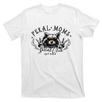 Feral Moms Social Club Women Funny Raccoon Fall Autumn Cute T-Shirt