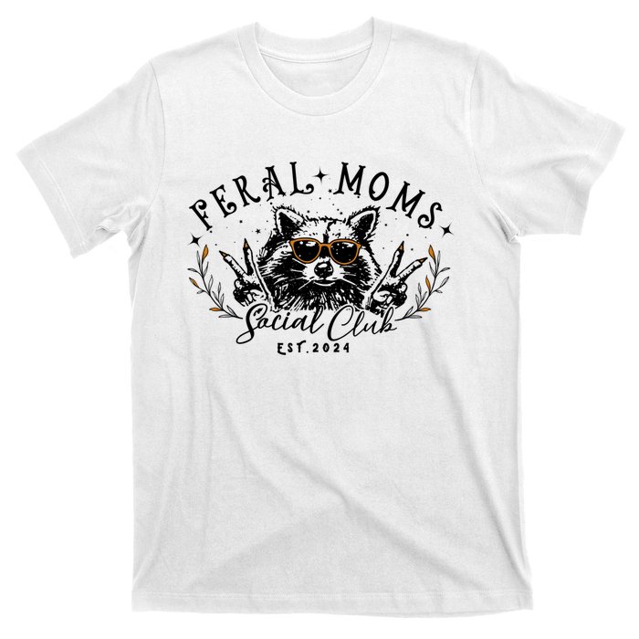 Feral Moms Social Club Women Funny Raccoon Fall Autumn Cute T-Shirt