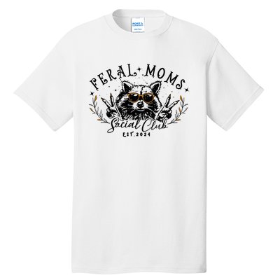 Feral Moms Social Club Women Funny Raccoon Fall Autumn Cute Tall T-Shirt