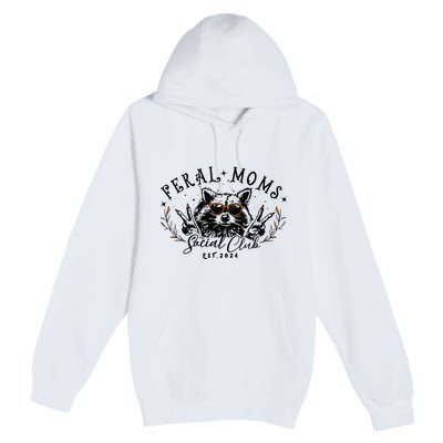 Feral Moms Social Club Women Funny Raccoon Fall Autumn Cute Premium Pullover Hoodie