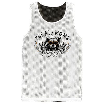 Feral Moms Social Club Women Funny Raccoon Fall Autumn Cute Mesh Reversible Basketball Jersey Tank