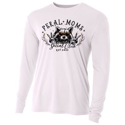 Feral Moms Social Club Women Funny Raccoon Fall Autumn Cute Cooling Performance Long Sleeve Crew