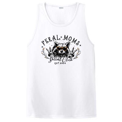 Feral Moms Social Club Women Funny Raccoon Fall Autumn Cute PosiCharge Competitor Tank