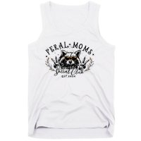 Feral Moms Social Club Women Funny Raccoon Fall Autumn Cute Tank Top