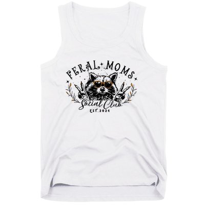 Feral Moms Social Club Women Funny Raccoon Fall Autumn Cute Tank Top