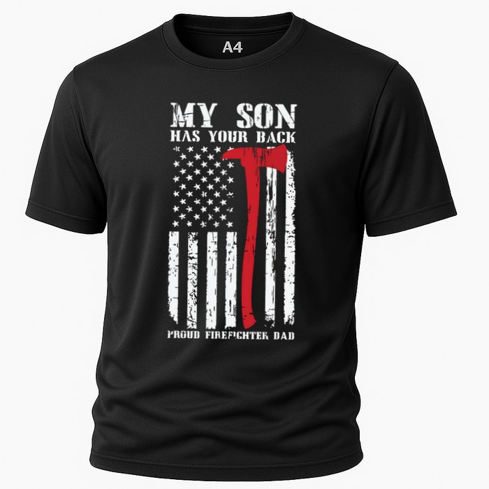 Firefighter My Son Has Your Proud Firefighter Dad American Cooling Performance Crew T-Shirt