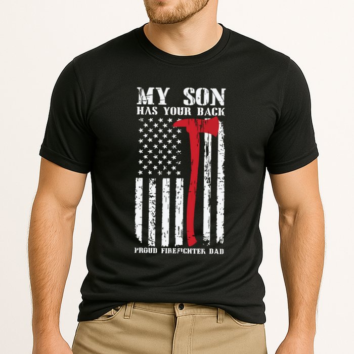 Firefighter My Son Has Your Proud Firefighter Dad American Cooling Performance Crew T-Shirt