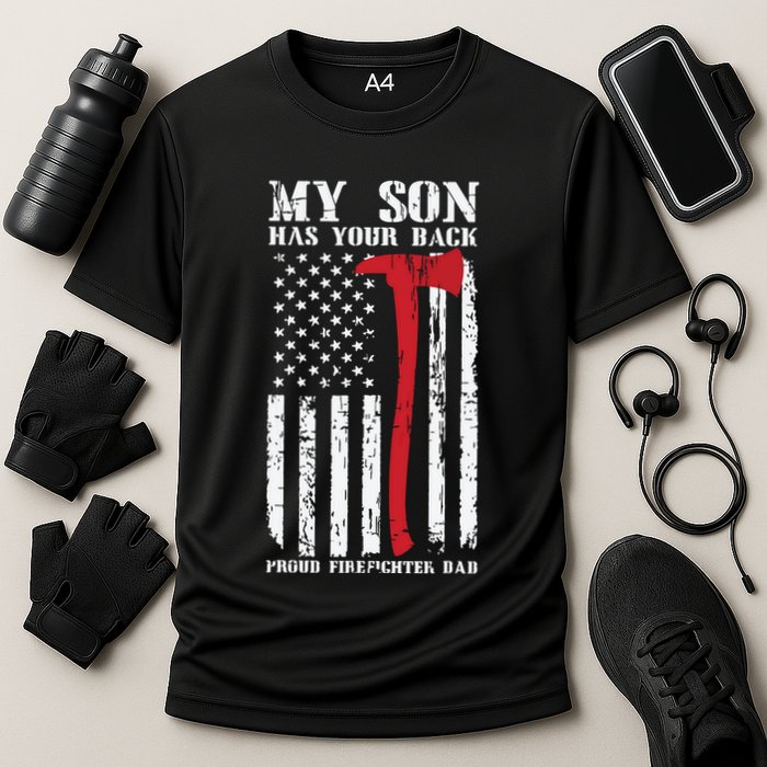 Firefighter My Son Has Your Proud Firefighter Dad American Cooling Performance Crew T-Shirt