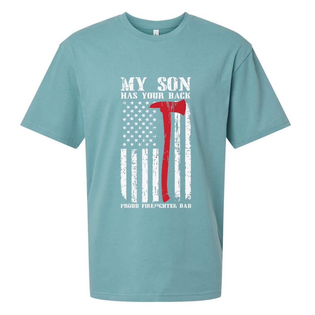 Firefighter My Son Has Your Proud Firefighter Dad American Sueded Cloud Jersey T-Shirt