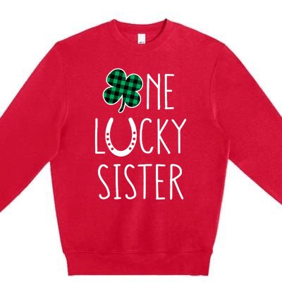 Family Matching St Patricks Day Girl One Lucky Sister Teens Premium Crewneck Sweatshirt