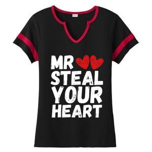 Funny Mr Steal Your Heart Valentines Day Boy Ladies Halftime Notch Neck Tee