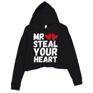 Funny Mr Steal Your Heart Valentines Day Boy Crop Fleece Hoodie