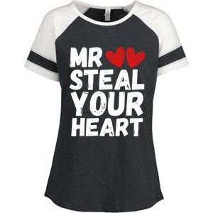 Funny Mr Steal Your Heart Valentines Day Boy Enza Ladies Jersey Colorblock Tee