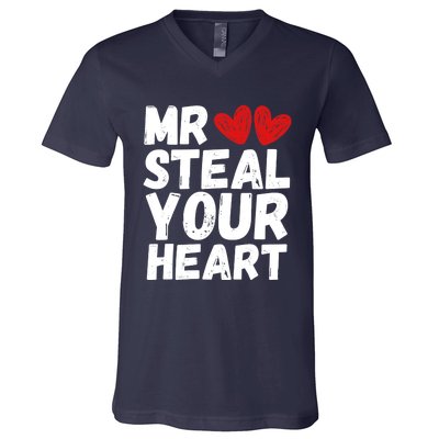 Funny Mr Steal Your Heart Valentines Day Boy V-Neck T-Shirt