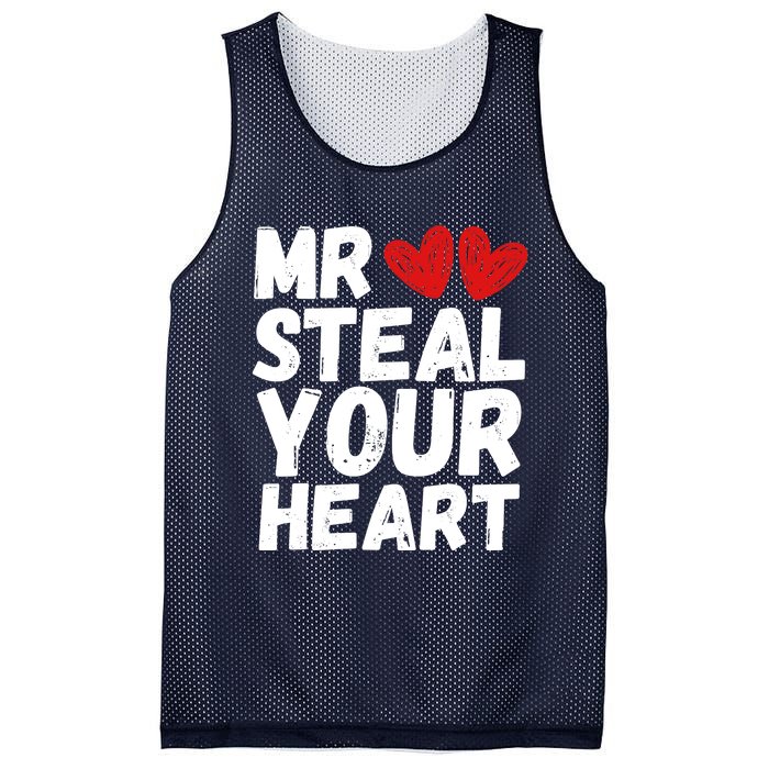 Funny Mr Steal Your Heart Valentines Day Boy Mesh Reversible Basketball Jersey Tank