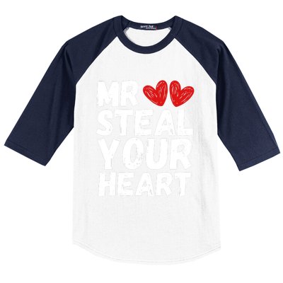 Funny Mr Steal Your Heart Valentines Day Boy Baseball Sleeve Shirt