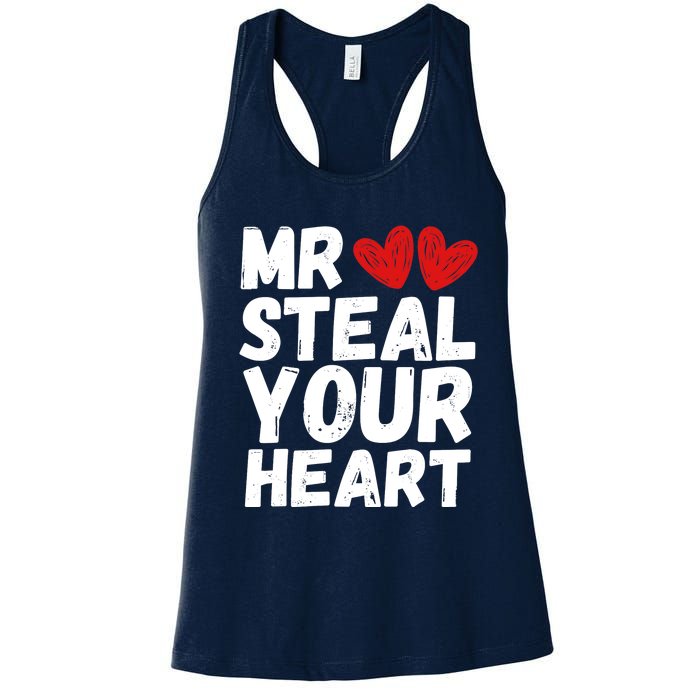 Funny Mr Steal Your Heart Valentines Day Boy Women's Racerback Tank