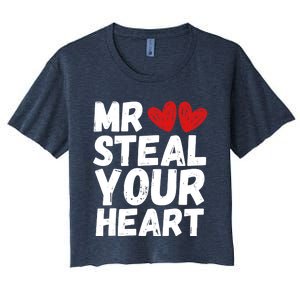 Funny Mr Steal Your Heart Valentines Day Boy Women's Crop Top Tee